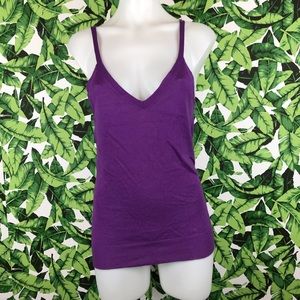 Patrizia Pepe Purple Silk Blend V Neck Tank